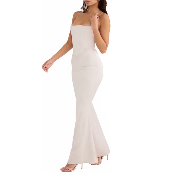 House of CB Olivette Corset Maxi Dress in Crystal, size small